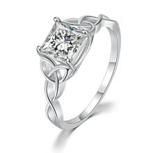 Clássico esterlina 925 prata cor anel 4 garras aaa zircon pedra diamante anel para mulheres noivado anel de casamento jóias finas 2024 - compre barato