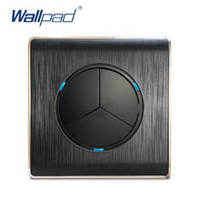 Interruptor de luz parede com indicador led, painel escovado de painel preto com 3 gang e 1 direção com clique aleatório para casa