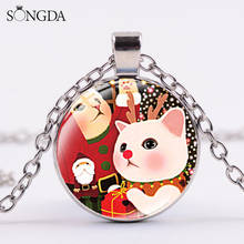 Cute Cartoon Cat Necklace Korea Jetoy Choo Choo Glass Cabochon Pendant Necklace 5 Color Chain Jewelry For Women Children Girls 2024 - buy cheap