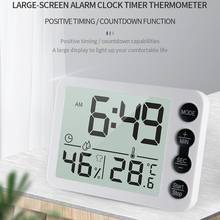 Termômetro e higrômetro digital com grande lcd, relógio despertador, temporizador, casa, bebê, estufa, medidor de temperatura, umidade, estação meteorológica 2024 - compre barato