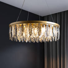 Modern living room chandeliers round gold hanging lamp rectangle kitchen fixture crystal chandelier for bedroom indoor lighting 2024 - buy cheap
