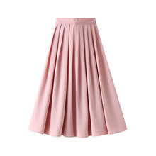 Pink High Waist Midi Pleated Skirt Women Spring Summer 2021 Fashion Korean Black Autumn All-Match Sun School A Line Skirt Female 2024 - buy cheap