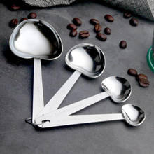 Practical 4 in1 Measuring Spoons Heart Shaped Stainless Steel Coffee Tea Coffee Tool 2024 - buy cheap