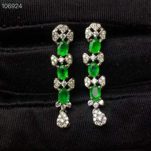 Jewelry Chinese Style Emerald  Earrings for Daily Wear  Natural Emerald Eardrop 925 Silver Emerald Jewelry 2024 - buy cheap