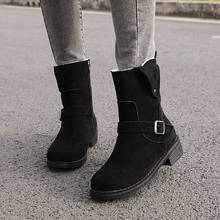 Зимние теплые женские короткие ботинки, Короткие Плюшевые ботинки на низком каблуке, женские зимние ботинки на молнии, женская обувь большого размера, женская обувь, новинка 2021 2024 - купить недорого