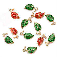 10pcs Leaf Shape Alloy Enamel Pendants Small Charms for Jewelry Making DIY Bracelet Necklace 19.5x9.5x2.2mm Hole: 1.5mm 2024 - buy cheap