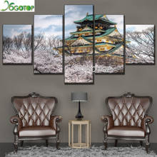 Diy pintura diamante primavera sakura japão osaka castelo paisagem mosaico diamante bordado artesanato kit arte da parede 5 peça ml1052 2024 - compre barato