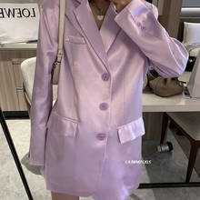 Spring Summer 2022 Women Purple Solid Color Big Size Blazer New  Notched Long Sleeve Loose Jacket Fashion Casual Tide 2024 - buy cheap