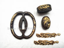 Conjunto de encaixes de dragão, conjunto de espadas japonesas katana tsuba de cobre fuchi caxira menuki, acessórios para diy 2024 - compre barato