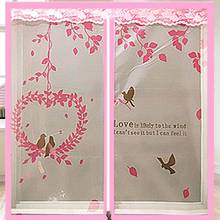 Pink Love Birds Tree Leaves Home Girl Bedroom Door Window Mesh Screen Zipper Opening Yarn Fly Anti-Mosquito Net Curtain 2024 - buy cheap
