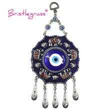 BRISTLEGRASS Turkish Blue Evil Eye Disk Elephant Amulet Lucky Charm Wall Hanging Pendant Blessing Protection Art Gift Home Decor 2024 - buy cheap