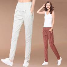 Ladies casual pants 95% cotton spring and summer was thin high waist trousers harem pants elastic waist thin section pants 2024 - buy cheap