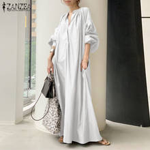 Stylish Women Lantern Sleeve Maxi Long Dress Autumn Sundress ZANZEA Spring V Neck Solid Loose Party Vestidos Oversized Dresses 2024 - buy cheap