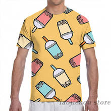 Camisa com estampa de bolha e chá, camiseta de manga curta para homens e mulheres 2024 - compre barato