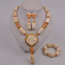 Colar coral com flor branca, traje feminino de joias para casamento, conjunto de joias para mulheres 315-c2 2024 - compre barato