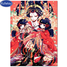 japanese geisha diamond painting full square round 5d diy diamond embroidery diamond mosaic girl 3d cross-stitch Anime art, 2024 - buy cheap