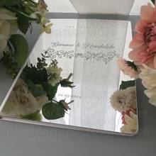Guest Book Wedding Personalized Guestbook Engrave Carve Mirror Custom Names Date Party White Gifts For Guests Signature  G027 2024 - buy cheap