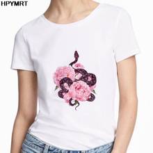 T-shirt Women Aesthetic snake and flower Print Short Sleeve Tees Tops Graphic Female Womens Lady T Shirt Harajuku Summer Tshirt 2024 - buy cheap