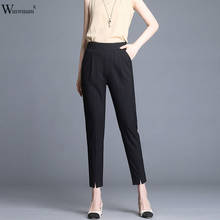 Women Casual Slim Pencil Pants Female White Suit Trousers Harem Pants Joggers Stripes Elastic High Waist Ankle-Length Pants 2024 - buy cheap