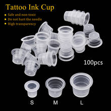 Tazas de tinta desechables de plástico para Microblading, soporte claro tapa de recipiente, accesorio de tatuaje, maquillaje permanente, S/M/L, 100 Uds. 2024 - compra barato