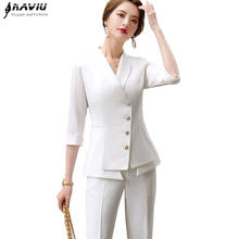 Fashion Women Suits New Spring Business Formal Half Sleeve Blazer and Pants Office Ladies Elegant Work Wear 2024 - buy cheap