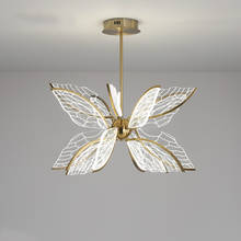 Modern Nordic Butterfly LED Pendant Lamp Bedroom Living Room Kitchen Decor Creative Lights Golden Transparent Acrylic Chandelier 2024 - buy cheap