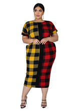 Plaid Dress Plus Size 5XL 4XL 3XL Women Summer Clothes Large Size Ladies Long Dresses Oversized Bodycon Party Office Work Dress 2024 - buy cheap