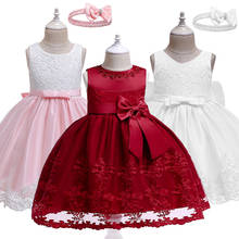 Vestido de encaje de flores para niñas pequeñas, ropa de bautizo para 1 año, disfraz de Fiesta infantil de princesa de cumpleaños 2024 - compra barato