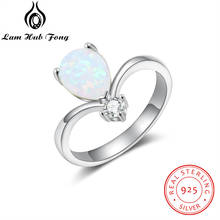 Anillo de ópalo de Plata de Ley 925 de lujo, anillo de circonia cúbica transparente con gotas de agua, regalos de compromiso de boda, joyería fina (Lam Hub Fong) 2024 - compra barato