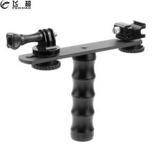 Dual Flash Light Bracket Holder Cold Shoe Mount Adapter 1/4" Screw Handle Grip for GoPro Action Camera LED Speedlite DSLR Tripod 2024 - buy cheap