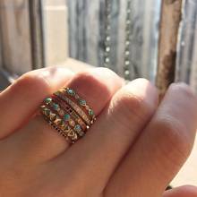 2022 Christmas Gift Thin Cz Turquoises Stone Eternity Band Gold Color Stack Stacking New Fashion Women Charm Finger Ring Jewelry 2024 - buy cheap