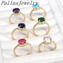 6Pcs , New Fashion Shining Round Cubic Zircon Ring CZ Stone Women Engagement Ring Gold Color 2024 - buy cheap