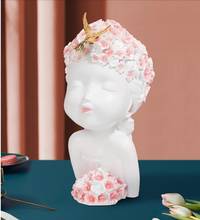 European Reisn Butterfly Flower Head Girl Cute Ornaments Home Livingroom Table Figurines Crafts Cafe Desk Accessories Decoration 2024 - buy cheap