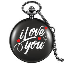 I Love You Personality Quartz Pocket Watch Fashionable Birthday Gift For Men and Women Smooth White Dial Printing Thick Chain 2024 - buy cheap