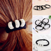 Sale 10PCS Crystal Women Hair Ring Ropes Alloy Elastic Hair Ties Diamond Ponytail Lovely Korean Version Hair Band Black 2024 - buy cheap