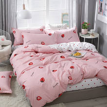 Pink White Strawberry Stripe Cartoon Comforter Bedding Set Fashion King Queen Twin Size Bed Linen Duvet Cover Sets Child Gift 2024 - buy cheap