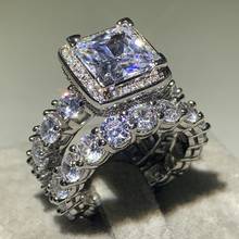 Conjunto de joias de luxo para mulheres, tamanhos 5a 12, prata esterlina 925, com zircônio cúbico, corte branco, 5a, anéis para casamento 2024 - compre barato