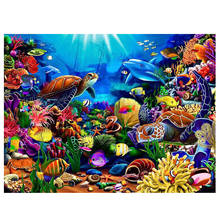 DIY 5d diamante pintura completamente iconos diamante bordado cuadrado redondo taladros Rhinestone mosaico peces del mundo submarino EE259 2024 - compra barato