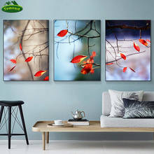 Yumeart-pintura en lienzo de árbol de bosque de otoño, arte de pared con paisaje de hoja de arce rojo, carteles e impresiones, imágenes de pared, decoración para sala de estar 2024 - compra barato
