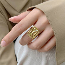 Кольцо женское с большим квадратным золотым кольцом, модные ювелирные украшения 2024 - купить недорого