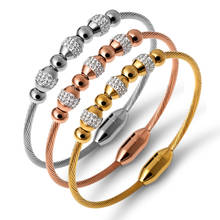 Vintage zircônia cúbica cristal grânulo pulseira para mulher pulseira de aço inoxidável pulseiras & bangles pulseira de luxo bijoux 2024 - compre barato