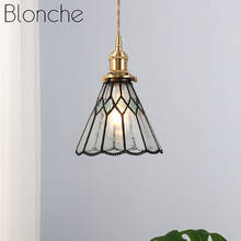 Japanese Style Pendant Lamp Copper Glass Restaurant Bar Pendant Lights Bedroom Bedside Aisle Porch Balcony Single Hanging Lights 2024 - buy cheap