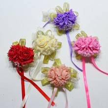 Artificial Foam Rose Flowers DIY Bridal Bridesmaid Wrist Corsage Bouquet Wreath Wedding Party Ribbon Bracelet Garden Home Decor 2024 - buy cheap