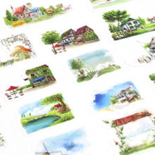 60packs/lot New Watercolor fashion architectural fairy tale landscape  Scrapbooking Decorative Cute  Stickers 2024 - buy cheap