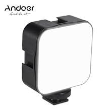 Andoer мини-светодиодная лампа для видеосъемки заполняющая лампа 6500K с регулируемой яркостью 5 Вт + адаптер крепления холодного башмака для Canon Nikon Sony DSLR 2024 - купить недорого