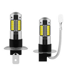 1 pçs h3 h1 led luz de nevoeiro 880 881 branco 4014 chips 30 smd alta potência led nevoeiro farol lâmpadas lâmpada lente dc 12v 2024 - compre barato