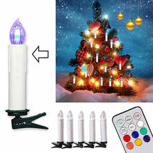 Luz de vela inalámbrica con Control remoto, lámpara LED parpadeante sin llama para decoración de árbol de fiesta, luces nocturnas, 6 colores, 10 Uds. 2024 - compra barato