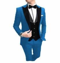 Conjunto De 3 piezas De esmoquin para hombre, traje colorido ajustado para novio y boda, chaqueta + Pantalones + chaleco, 2021 2024 - compra barato