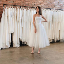 Vestido de noiva 2020, vestido branco, de tule, longo, linha a, barato, ilusionismo, feito sob medida, praia, vestido de noiva 2024 - compre barato