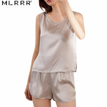 MLRRR 100% Mulberry Silk 19 Momme Sleeveless Shorts Pajama Sets 2024 - buy cheap